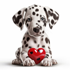 Cute Dalmatian puppy, Valentine's day puppy, Valentine's day card
