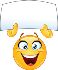 Happy emoji emoticon holding up a blank sign