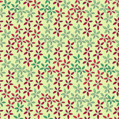 Bloom seamless pattern with chaotic simple flowers for fabric design