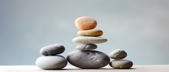 balancing stones on clean background