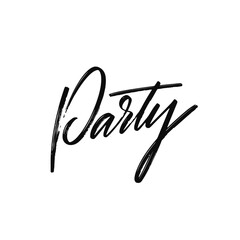 Party word handwritten black color style vector art.
