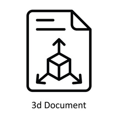 3d Document vector outline Design illustration. Symbol on White background EPS 10 File 