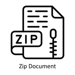 Zip Document vector outline Design illustration. Symbol on White background EPS 10 File 