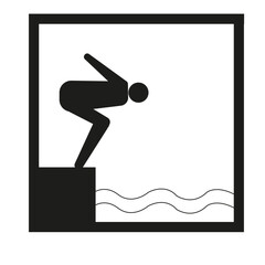 Panneau en idéogramme indiquant une piscine ou un centre aquatique - obrazy, fototapety, plakaty