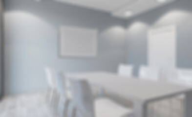 Modern office Cabinet.  3D rendering.   Meeting room. Mockup.. Abstract blur phototography.