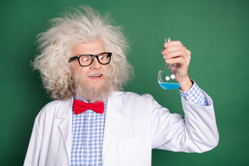 Photo of shocked amazed surprised crazy physician succeeded with new research experiment isolated...