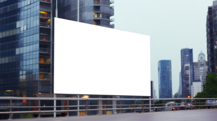 Mockup of a huge large horizontal advertising screen against the backdrop of a modern city