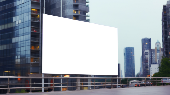 Mockup of a huge large horizontal advertising screen against the backdrop of a modern city