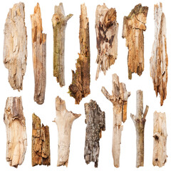 Naklejka premium Broken wooden sticks isolated on white background