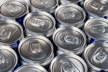 metal beer cans background close up - Powered by Adobe