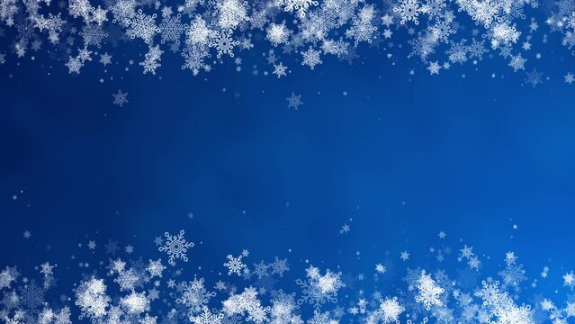 Blue Christmas Snowflakes Frame. Holiday Winter Christmas Background. Christmas Background. Seamless Loop