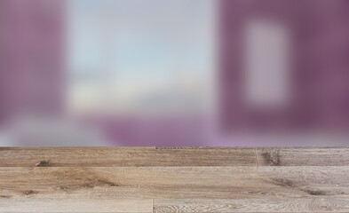 Clean and fresh bathroom with natural light. 3D rendering.. Mockup.   Empty paintings. Texture Wooden parquet. Flooring. Seamless.