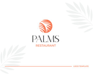 The palm resort logo design is simple and elegant - obrazy, fototapety, plakaty