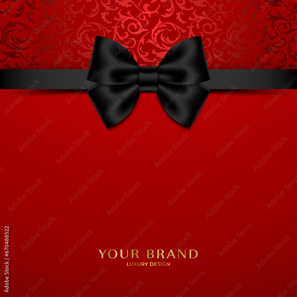 Wall mural luxury vip invitation with red background and black bow - Wall murals