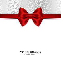 Luxury white banner with silver elements and bow