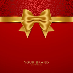 Luxury red background with gold bow