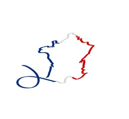 France flag country with french map