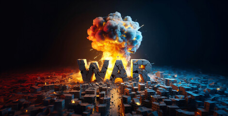 War, the visual presentation of the war. 3D War Letter - generative ai - obrazy, fototapety, plakaty