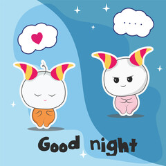 Vector cute doodle character design for card template background illustration