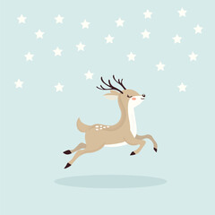 cute christmas deer with watercolor effect
