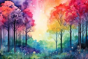 Obraz na płótnie Canvas A fantastical watercolor forest