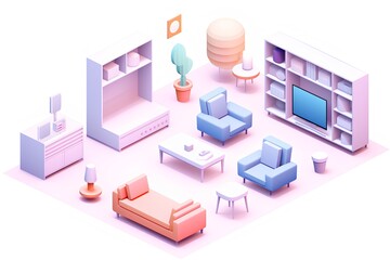Fototapeta premium リビング（3D）パステル調-1 