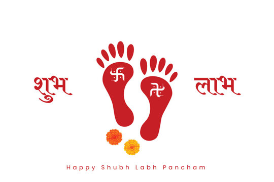 Happy shubh labh pancham creative greeting banner template design