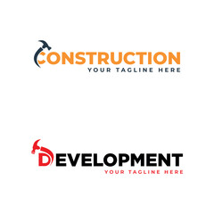Construction and development logo design typography collection