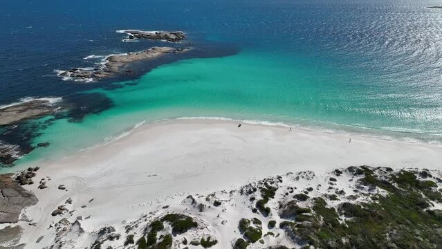 perfect beach shot 4k drone white sand australia esperance