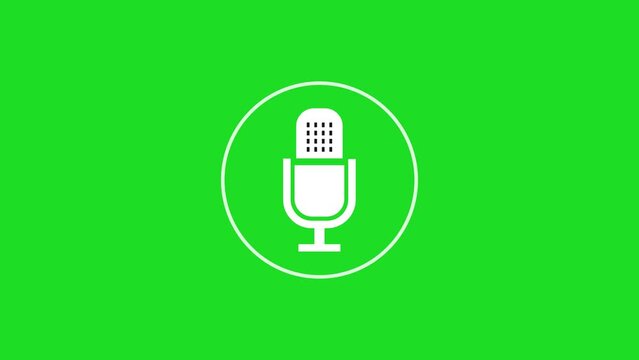 voice recording, playing podcast mic microphone icon animation template 4k green screen overlay background elements set