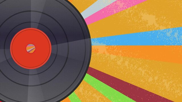 Disk vinyl record music design template colorful animated background. vintage record album