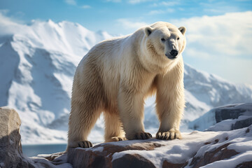 Polar bear (Ursus maritimus) on the rocks