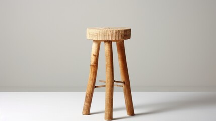 A stool made of sustainable materials like bamboo or recycled wood, its eco-friendly design standing out against a pristine white backdrop.