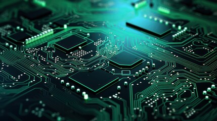 Circuit board close-up. Technology background. 3d illustration Generative AI