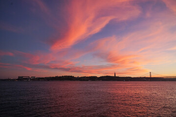 Sunset in Lisbon with inspirational clouds 