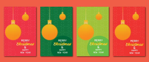 Merry Christmas and Happy New Year Set of greeting cards, posters, holiday covers. 