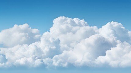 Naklejka na ściany i meble White fluffy clouds in the blue sky. 3d render illustration. Generative AI