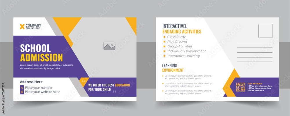 Wall mural School admission postcard template, School admission eddm postcard - Wall murals