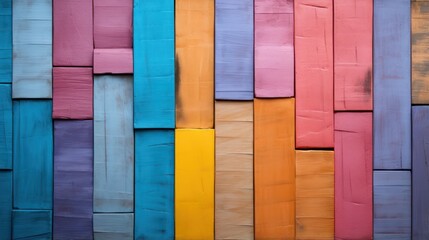 Colorful wooden wall background or texture. Close up of colorful wooden wall Generative AI