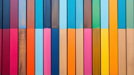 Colorful wooden planks background. Close-up image of colorful wooden planks. Generative AI
