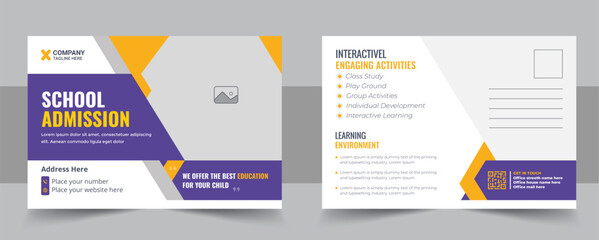 School admission postcard template, School admission eddm postcard