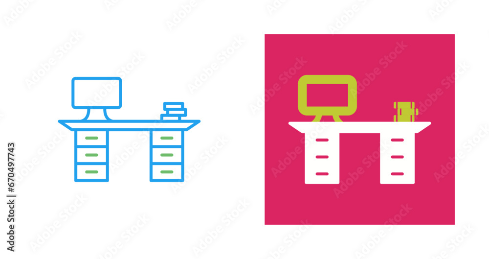 Sticker Table with Drawers Vector Icon