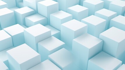 Abstract 3d rendering of white cubes on blue background. Futuristic background design. Generative AI