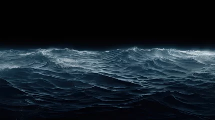  Blue sea waves on a black background. 3d render illustration. Generative AI © Alex