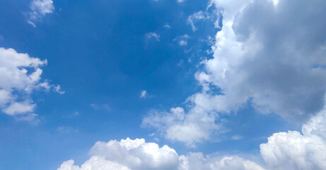Blue sky and white cloud clear summer view, a large white cloud is in the sky, a blue sky with...