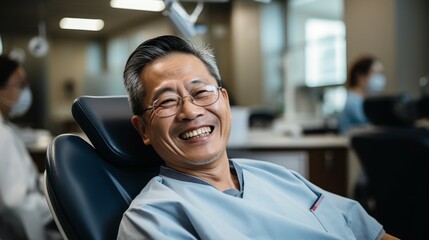 A Happy senior asian Patient at the Dentist's Office - obrazy, fototapety, plakaty