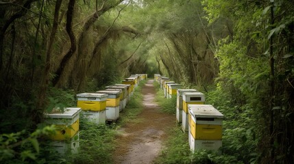 Fototapeta na wymiar A haven for bees as they produce honey within. AI generated