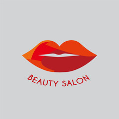 Red chapped lips, Logo for beauty salon