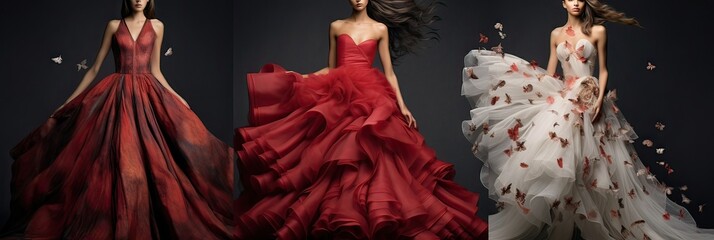 Couture fashion, runway grace, designer excellence, model chic, sartorial perfection, high fashion allure. Generated by AI.