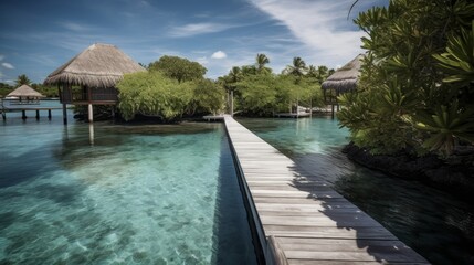 A lavish lagoon of crystal clear water. AI generated